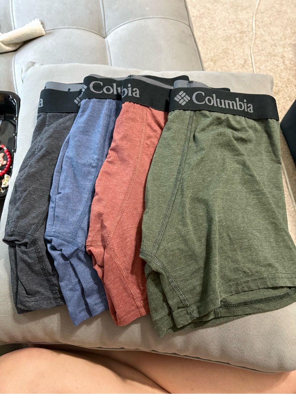 Men's Columbia Boxer Briefs Underwear Size Med Lot Of 4 Green Maroon Blue Gray